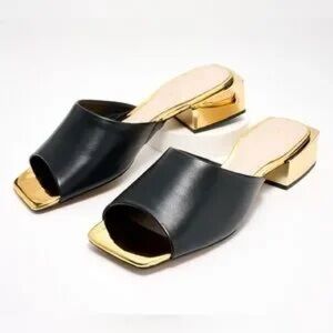 Cecelia New York Olivia Slides - Black/Gold